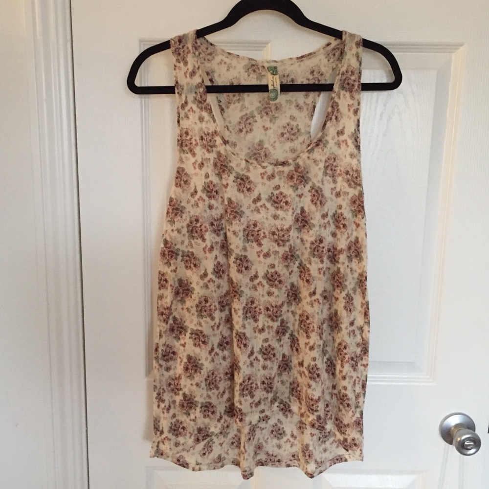 Free people rose print tank sz large